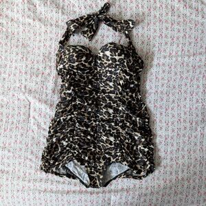 Leopard Print Halter Swimsuit